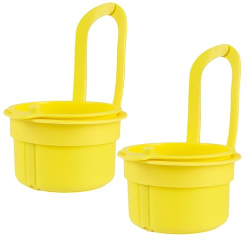 2 filtri per lavello sospesi con bottone a scatto – Cestino filtro rimovibile per lavare e scolare – scolapasta regolabile per lavelli da cucina senza contatto con le mani (giallo)