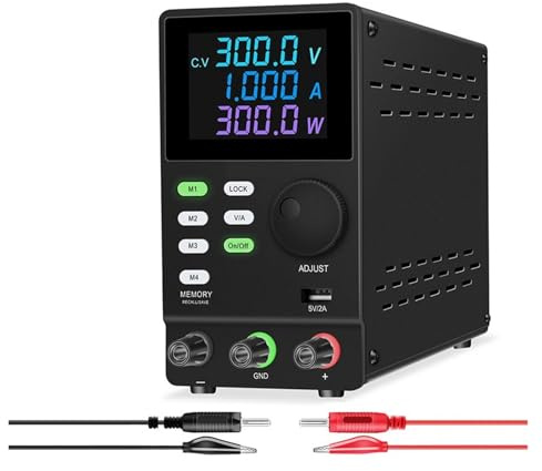 Fuente de alimentación CC regulada programable Variable, con Puerto RS-232/USB, regulador de Voltaje y Corriente, 30 V, 10 A, 60 V, 120 V, Alta Estabilidad(SPPS3001D-232 Black)