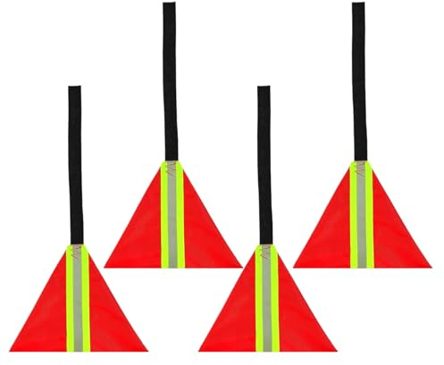 Red Tow Flag, 4 Red Reflective Warning Flags for Boats – Waterproof Transport and Towing Accessories Kit for Kayak, Canoe, Truck, Bike and Boat Trailer