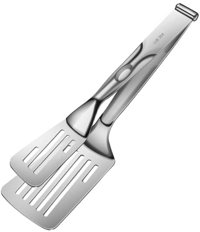 Pinzas de cocina de acero inoxidable 2 en 1, espátula multifuncional desmontable, pinzas antideslizantes para asar, cocinar, freír y rostizar