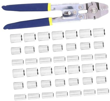 SEWACC Pinza Crimpatrice per Cavi da Pesca con Ghiere in Alluminio Doppio Tubo Strumento Crimpatura Cavi con Impugnatura Antiscivolo e Meccanismo Auto-bloccante per Uso Esterno e Nautico