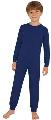 Kvysinly Special Needs Adaptive Clothing for Kids Boys Girls Long Sleeve Solid Anti-Strip Jumpsuit Zip Back Romper Bodysuit Dark Blue 5-6 Years