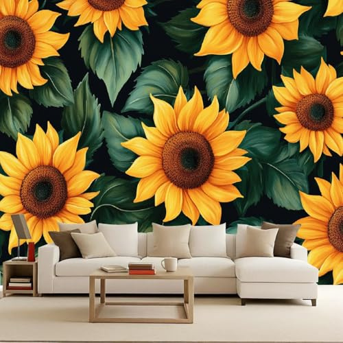 Vliestapete BxH 250x175 cm mit Kinder und Baby XXL Blume, Kindertapete mit Sonnenblume Design, Fototapete Blütenpflanze für Kinderzimmer, Premium Foto Tapete mit 260g/m2 Stärke