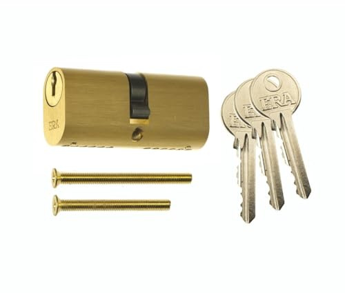 Ironmongery Solutions® 5-Pin Oval Profile Double Door Cylinder | Durable Security Lock Barrel for uPVC, Timber & Aluminium Doors (Brass, 35mm/35mm)
