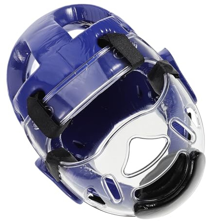 VICASKY Taekwondo Kopfschutz mit Gesichtsmaske für Karate Sparring, Blau | 1 Satz, Verstellbarer Halt, Leichte Polsterung mit Belüftungsöffnungen, für Training und Wettkampf
