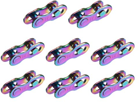 YELARXI Bicycle Missing Link, 11 Speed Reusable Bike Chain Master Quick Link Bicycle Chain Replacement Kit Coupling 8Pairs & Colorful - Fitting For(Mountain/Road/Racing Bikes)