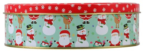 FUNNETOYU Christmas Cookie Box Tinplate Candy Container Festive Biscuit Tin Box for Baking Treats