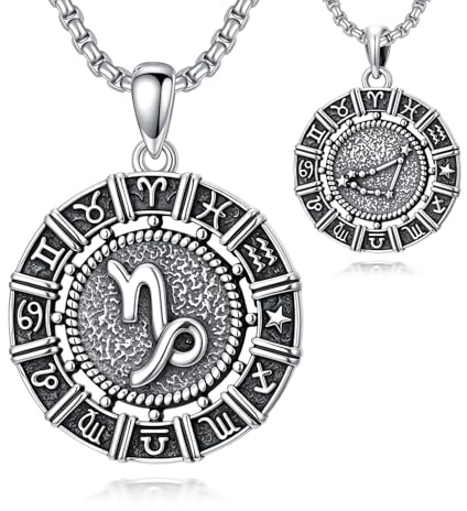 enjoylifecreative 12 Sternzeichen Halskette für Herren Damen 925 Sterling Silber Sternbilder Horoskop Anhänger Kette Geburtstag Astrologie Schmuck Geschenke für Männer Frauen