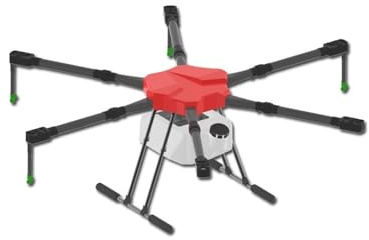 ResGcx Piattaforma di Volo for Sollevamento Pesante esacottero V1650 capacità carico utile 16 Litri Kit Sistema Telaio UAV Pieghevole con Bracci in Fibra Carbonio da 40 mm(Red Cover Kit)