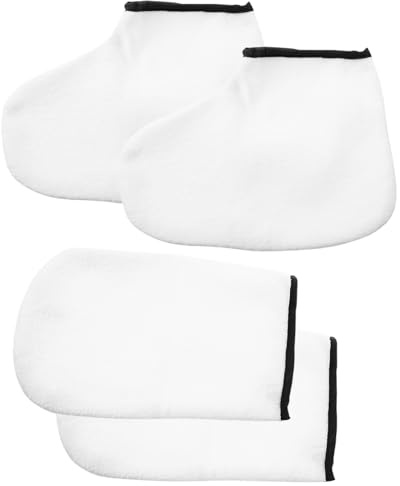 ifundom Moufles Exfoliants et Hydratants pour Mains et Pieds en Tissu Tricoté Polyester, Lot de 2 Paires pour Spa Professionnel de Paraffine et Soins Esthétiques