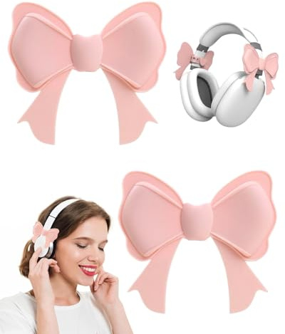 UYRVAPE 2 pièces Accessoires Casque Audio Mignons,Attachements 3D en Silicone Forme de Noeud Papillon, d'Ornement pour Casque - Pour Les Femmes Lors De La Fête Du Streaming Des Études Du Travail Des