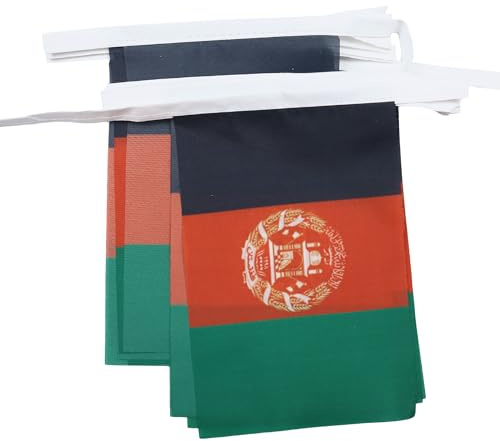 AZ FLAG - Afghanistans flagga krans - 6 meter med 20 afghanska vimplar på 21 x 14 cm - små flaggor 100% polyester - 60 g