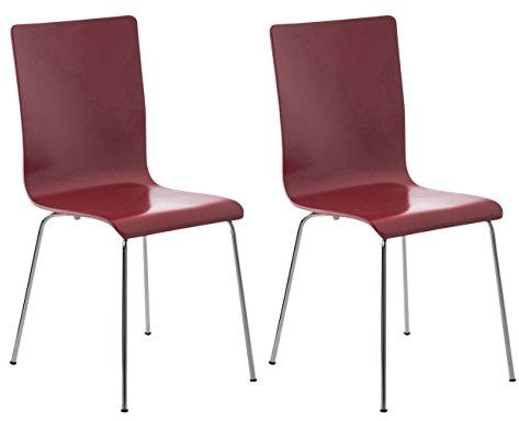 CLP 2er-Set Wartezimmerstuhl Pepe mit ergonomisch geformten Holzsitz und Metallgestell I 2X Konferenzstuhl I erhältlich Farbe rot
