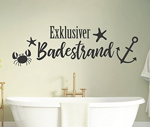tjapalo® s-pkm 416 Wandtattoo Badezimmer sprüche Wandtattoo Badezimmer wellness Exklusiver Badestrand (B130 X H41 cm)