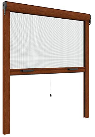 Zanzanet Zanzariera verticale per finestre 32 mm Mini ultra sottile su misura personalizzabile a rullo con molla telaio con profilo robusto e resistente in alluminio Made in Italy Ciliegio