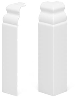 KGM Außenecke für Hamburger Sockelleiste, 120 mm, 2 Stück | Kunststoff in Weiß RAL9016, sauberer Kantenschutz, einfaches Aufstecken