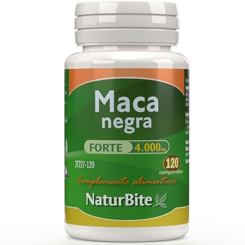 Maca Negra FORTE 4000mg | 120 Comprimidos | NaturBite | Extracto Concentrado de Raíz, Mayor Resistencia y Energía, Rendimiento Deportivo y Equilibrio Hormonal