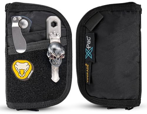 VIPERADE VE10 EDC Pouch Kleine Werkzeugtasche mit 10 Fächern, EDC Tasche mit Klettfläche für DIY Patches, Herren Pocket Organizer Pouch für EDC Multitools Kleine Taschenwerkzeuge