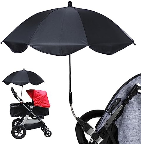 Universal Sonnenschirm Kinderwagen, 360° verstellbar & abnehmbar, Kinderwagen Sonnenschirm 66cm Durchmesser, Baby Kinderwagen Regenschirm, Sonnenschutz für Kinderwagen