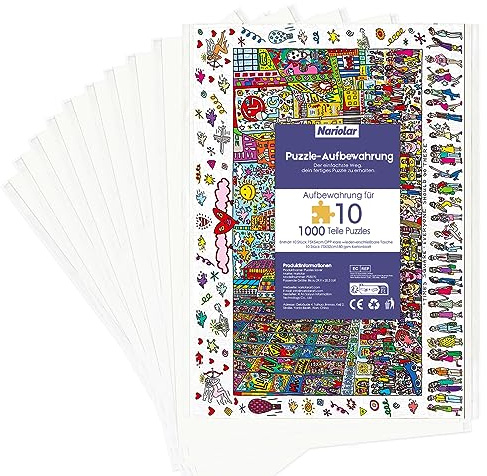Nariolar Puzzle-Aufbewahrungstaschen Transparente (10 Stück, 75X54cm) - Staubschutz und Schutzorganisator für 1000-teilige Puzzles