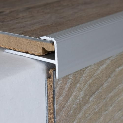 PROVISTON | Kant- och avslutningsprofil | aluminium | 15,5 x 34 x 1 000 x 8,5 mm | Silver | inskjutningsprofil | slutlister | golvprofil