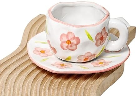 Service à Café Peint à la main le ciel bleu et les nuages ​​blancs tasse à café avec soucoupe en céramique à la main tasse à thé soucoupe ensemble cadeau mignon for elle Porcelaine Anglaise ( Size : 2