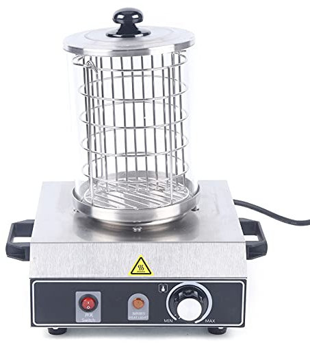 Würstchenwärmer, 350W Edelstahl Hot-Dog Maschine Abmessungen des Zylinders 16 x 21.5CM Fassungsvermögen des Wasserbehälters 500ML Einstellbaren Temperatur