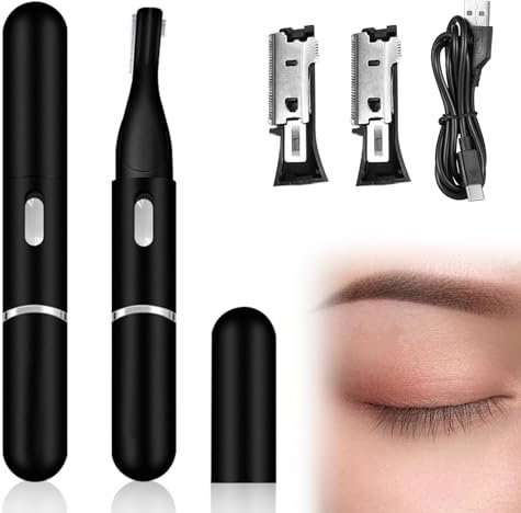 Nizirioo Tondeuse à Sourcils Électrique USB : Rotative à Double Lame Avec Câble de Données, Épilateur Rechargeable pour Femmes Sans Douleur et Précision (Noir)