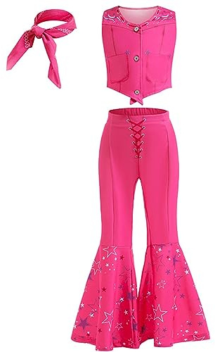 LiUiMiY Cowgirl kostym flickor barn västerländsk film kostym röd karneval halloween cosplay födelsedag fest klädsel, 116–122 (etikett 120)