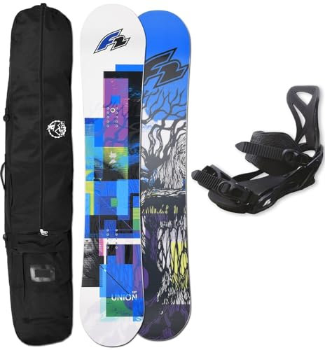 F2 Herren Snowboard Union Blue 157 cm + F2 Sonic BINDUNG GR. L + Bag