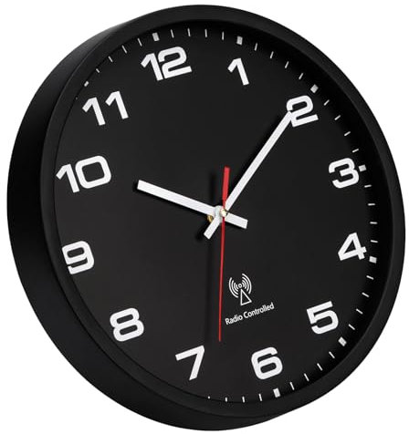 NESIFEE 30 cm Funk-Wanduhr, Quarz Batterie Betriebene Groß Wanduhren, Einfach zu Lesen, Moderne Batteriebetriebene Wanduhr für Wohnzimmer Schlafzimmer