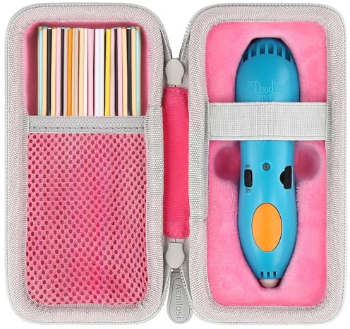 Aenllosi Hartschalentasche für 3Doodler Start+ Essentials, Rosa mit Schutz | Netztasche für Kabel und Zubehör, Wasserabweisende Oberfläche für zusätzlichen Schutz, Hülle ohne separates Hauptgerät