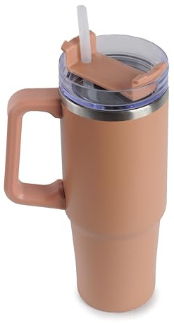ARIANA HOMEWARE Insulated Tumbler 40oz - Travel Coffee Mug with Handle Straw Lid Water Bottle | Stainless Steel Double Wall Cup for Hot & Cold Drinks - Reusable and Leakproof (Chocolate)
