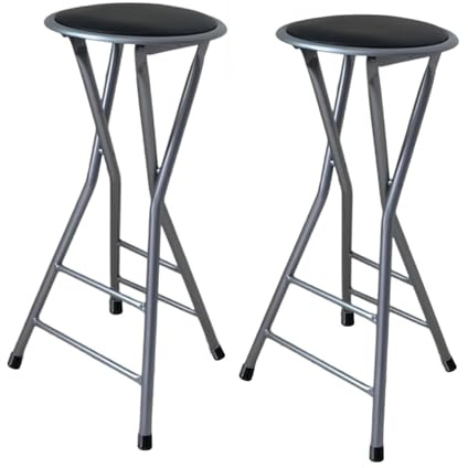 Sgabello da Bar Pieghevole Ad Altezza Banco, Seggiolone da Cucina con capacità 100 kg, Sgabello Pieghevole Nero per Adulti, Altezza Seduta 60cm (Size : Set of 2)