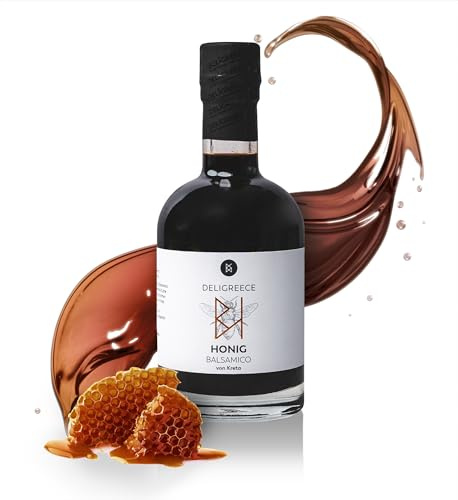 Deligreece Honig Balsamico Essig | Traditionell hergestellter von Kreta | Intensiver und einzigartiger mit Thymianhonig | Handgemachter Weißweinessig aus Griechenland (250ml)