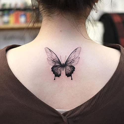 Womaha 36 Sheets Black Butterfly Series Butterfly Temporary Tattoos for Women Girls