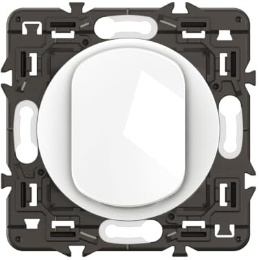 LEGRAND - Interrupteur Poussoir - 6A - Commande d'Eclairage Complète - Prêt à Installer à compléter avec une Plaque - Blanc