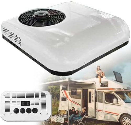 Aire acondicionado de 12V/24V CC, aire acondicionado para vehículos recreativos, unidad de CC en la azotea fría para vehículos recreativos, para camiones, caravanas, barcos, autocaravanas,White-24V