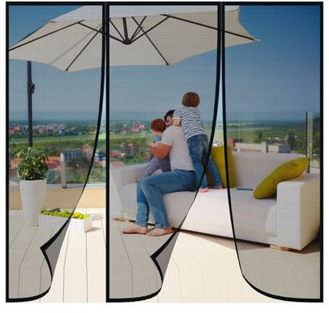 Mosquitera Cortina Magnetica,260x210cm Pantalla Magnética Antimosquitos,Anti Insectos Antimoscas Cierra Automáticamente Mosquitera Ventana Magnetica,negro