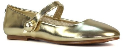 Women's Flat Dolly Shoes Ladies Closed Toe Mary Jane Slip On Gold Metallic Ballet Smart Work Girl School Shoes Pumps Size 6