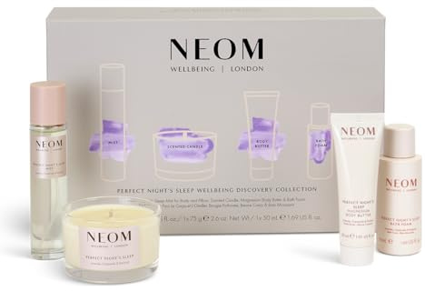 NEOM- Perfect Night's Sleep Discovery Collection | Perfect Night's Sleep Pillow Mist , Magnesium Body Butter | Bath Foam 30ml & Travel Candle
