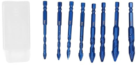 8-teiliges Exzenterbohrer-Set mit Sägezahn-Design, Multifunktions-Spiralbohrer für Stein, Glas, Marmor, Fliesen und Holz – 6 x 35 mm Sechskantschaft, Schrägkopf-Exzenterspitzen