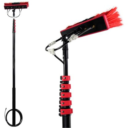 JYVDGGKKW Water Fed Pole Kit, Extension Adjustable Window Cleaning Pole, Rotatable Brush Telescopic Cleaning Brush Outdoor Window Glass Solar Panel Spray Washer Washing Equipment
