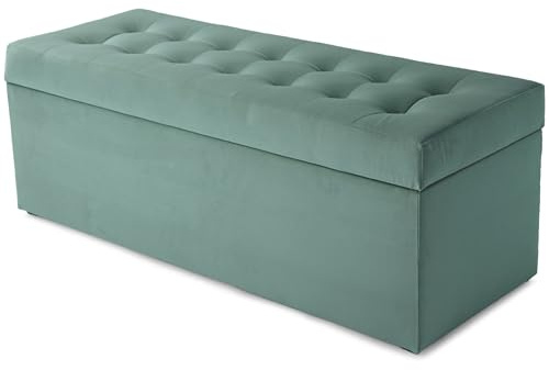 MG Design Polsterhocker 45 x 120 cm Petrol mit großem Stauraum (ca. 140 L), bis 300 kg belastbar, weich mit dezentem Schimmer, pflegeleicht – Wohnbereich, Schlafraum & Flur