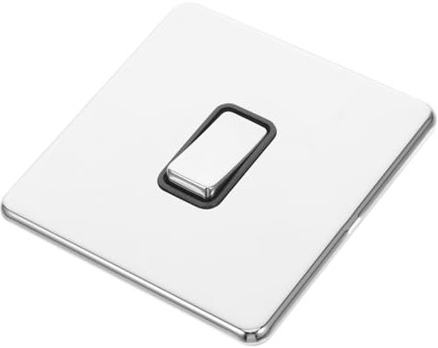 jojofuny Interrupteur à Bascule Bouton Métallique en Acier Inoxydable, Finition Argenté Miroir Style Moderne, pour Maison et Espaces Professionnels