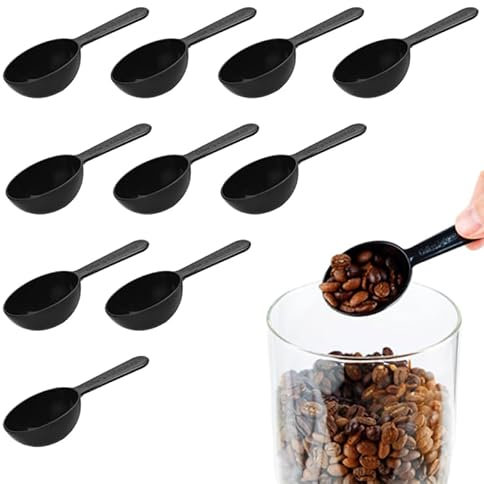 10 Stück Messlöffel, Wiederverwendbar Kunststoff Messlöffel,Mehlschaufel,Kaffeemesslöffel,Dosierlöffel Maßlöffel(schwarz)