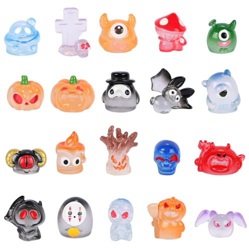 LALASTYLE 20 Stück Mini-Monster aus Kunstharz, leuchtend, kleine Monster-Figuren, gruselige Miniatur-Dekoration für Mikro-Landschaften, Feengärten, Puppenhäuser, Aquarien und