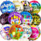 Happivue 24pcs Happy Birthday Foil Balloons, 18 Inch Round Helium Balloon, 24pcs Colorful Birthday Balloons Rainbow Party Decorations for Women Girls Kids Party Supplies