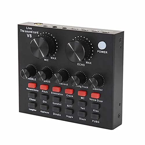 RUHEN Carte Son Externe USB V8 Audio, Casque, Microphone, webcast, Divertissement Personnel, Streaming, Diffusion en Direct pour PC, téléphone, Ordinateur