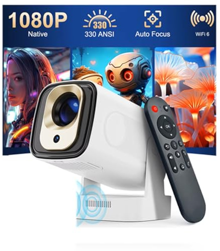 Proiettore HY310 Android 14 4K Nativo 1080P Autofocus Nativo 330ANSI Dual Wi-Fi BT5.4 Air Mouse Vocale Casa Esterno Film